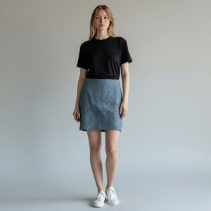 Garnet Hill Skirt Womens 10 Blue Eyelet Boho Lined Cotton Coastal Cruise Resort